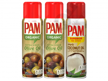 PAM Original (3-Pack) 2x PAM Olive Oil, 1x PAM Coconut Oil
