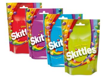 Skittles Variety Pack, Tropical, Crazy Sours, Fruits, Wild Berry, (4 x 196g) Probierpaket